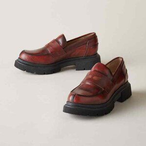 Casta Baxter Chunky Leather Loafer Washed Red Leather - Size EU 40 - US 9.5